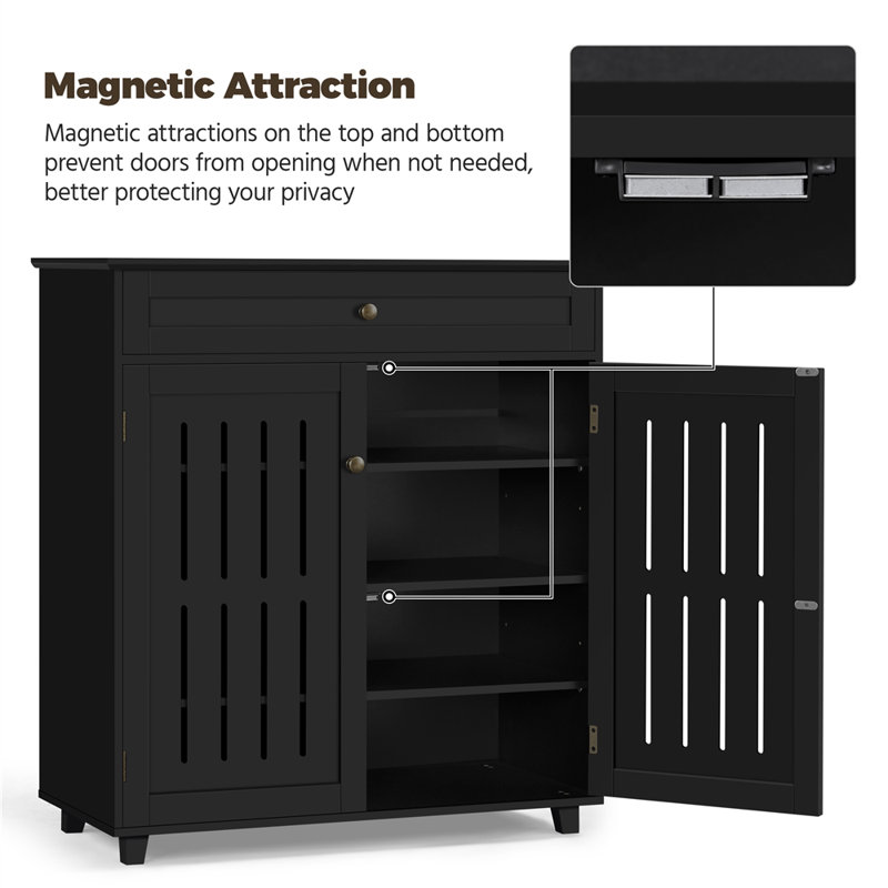 Shireena 18 Pair Shoe Storage Cabinet, Black