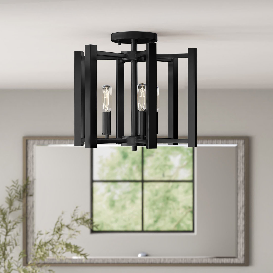 Claude 3 - Light 13'' Caged Geometric Semi Flush Mount Greyleigh™ Fixture 