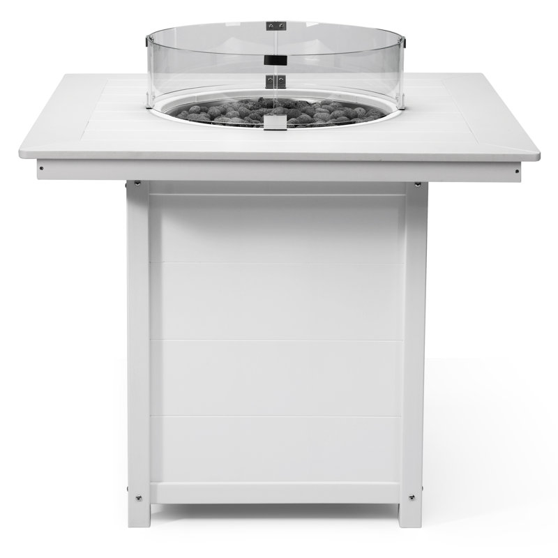 Square 42" Counter Fire Pit Table, 42.25" H x 42.25" W x 42.25" D, White