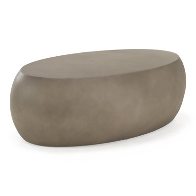 Denny - Table basse ovale moderne en fibre beige