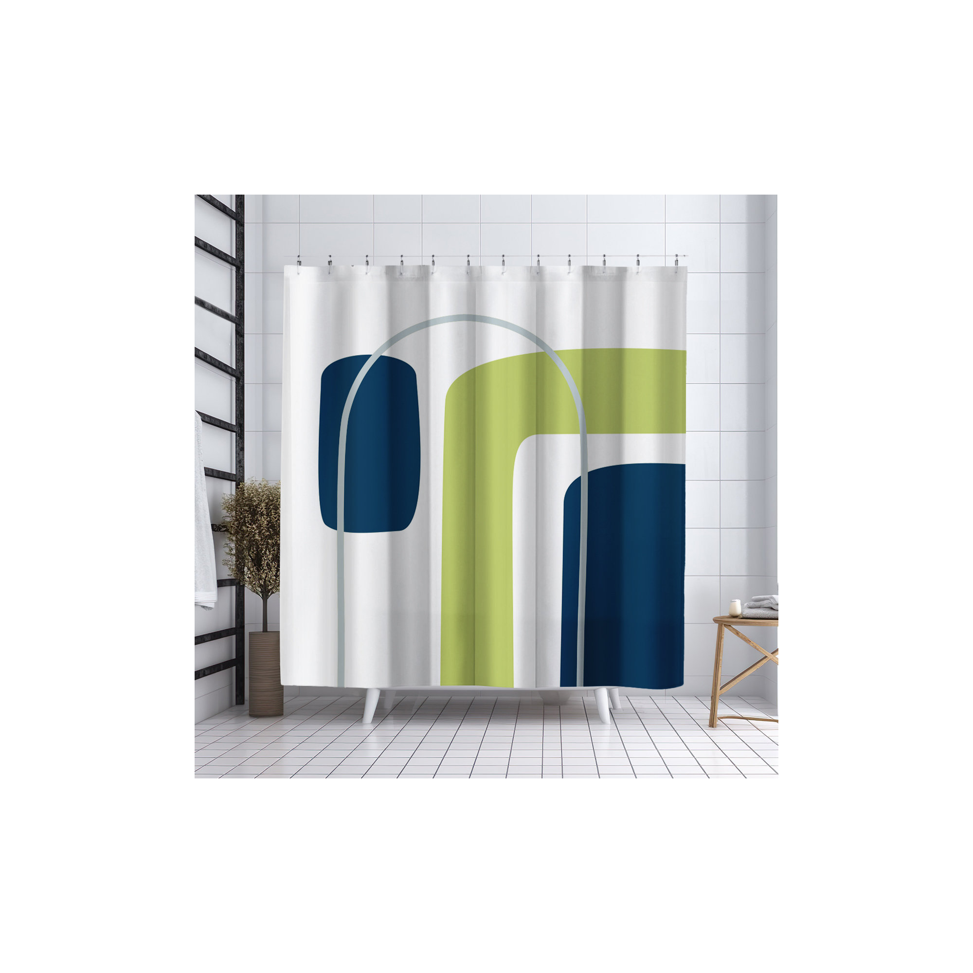 Hagan Polyester Shower Curtain, Chartreuse