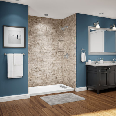 Système de douche en alcôve en acrylique 60 po x P 36 po Subway Tile RidgeStone
