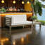 Ensemble de conversation en bois d'acacia élégant avec causeuse et table basse | Design moderne à lattes | Résistant aux intempéries-1107072581