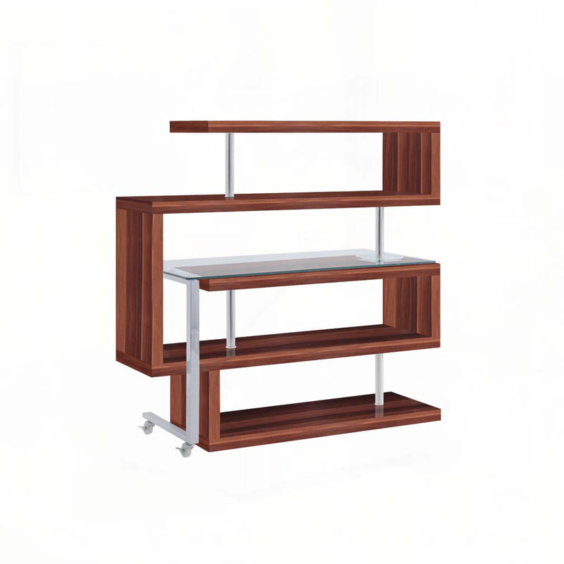 Buck II Clear Glass, High Gloss Finish Writing Desk with Shelf