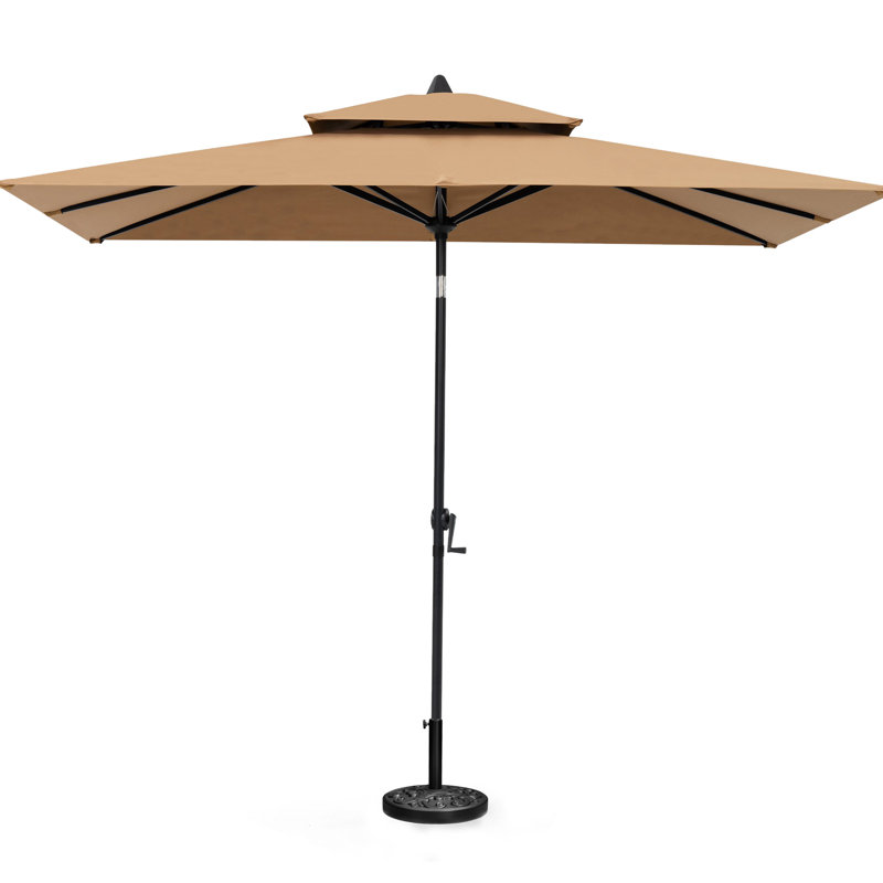 Parasol de marché rectangulaire 59 po x 106 po, base lestée incluse, Tanné