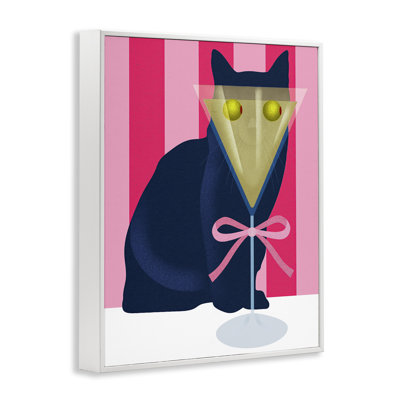 «Cat & Martini on Stripes», estampe numérique, design par Lil 'Rue