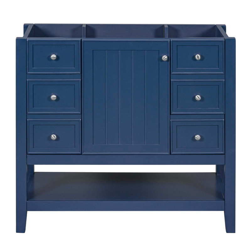 36" Blue Painted Freestanding Bathroom Vanity Cabinet with Drawers