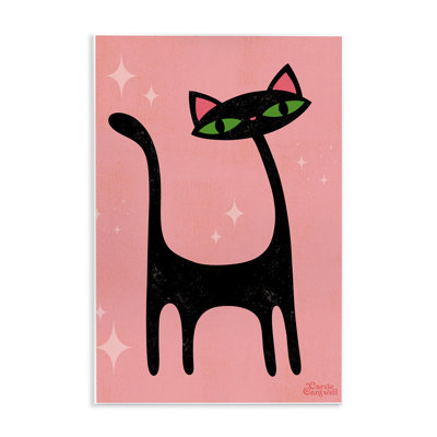Art rétro sur plaque de chat noir par Carrie Cantwell