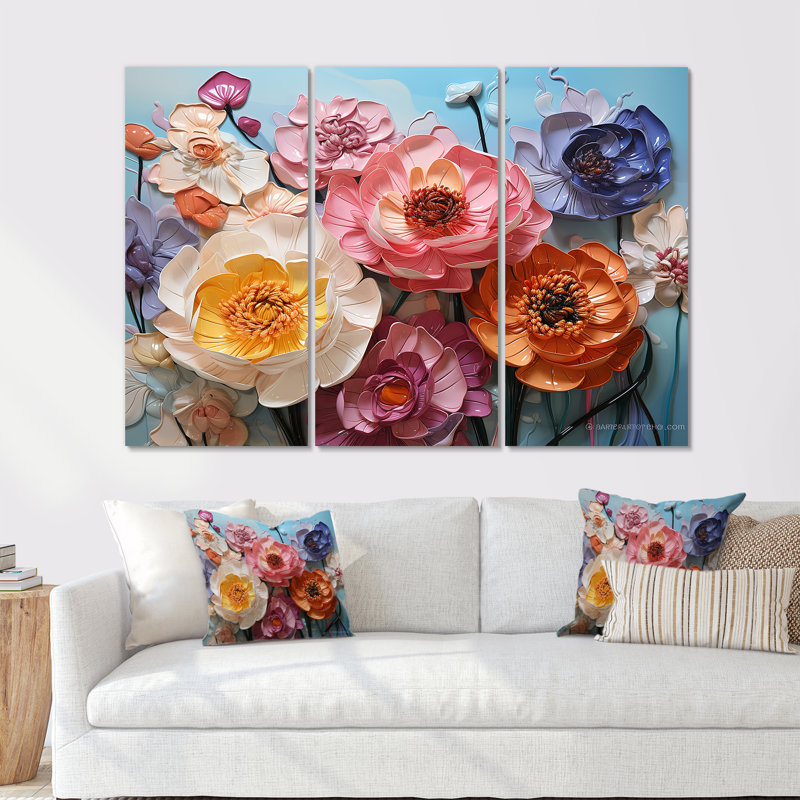 «Flower Field Of Ranunculus», impression d'art mural, H 28 po x l 36 po x P 1 po