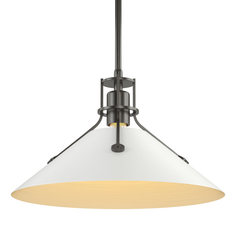 Henry 1 - Light Single Cone Pendant, 56.3'' H X 14.4'' W X 14.4'' D, White, Oil Rubbed Bronze