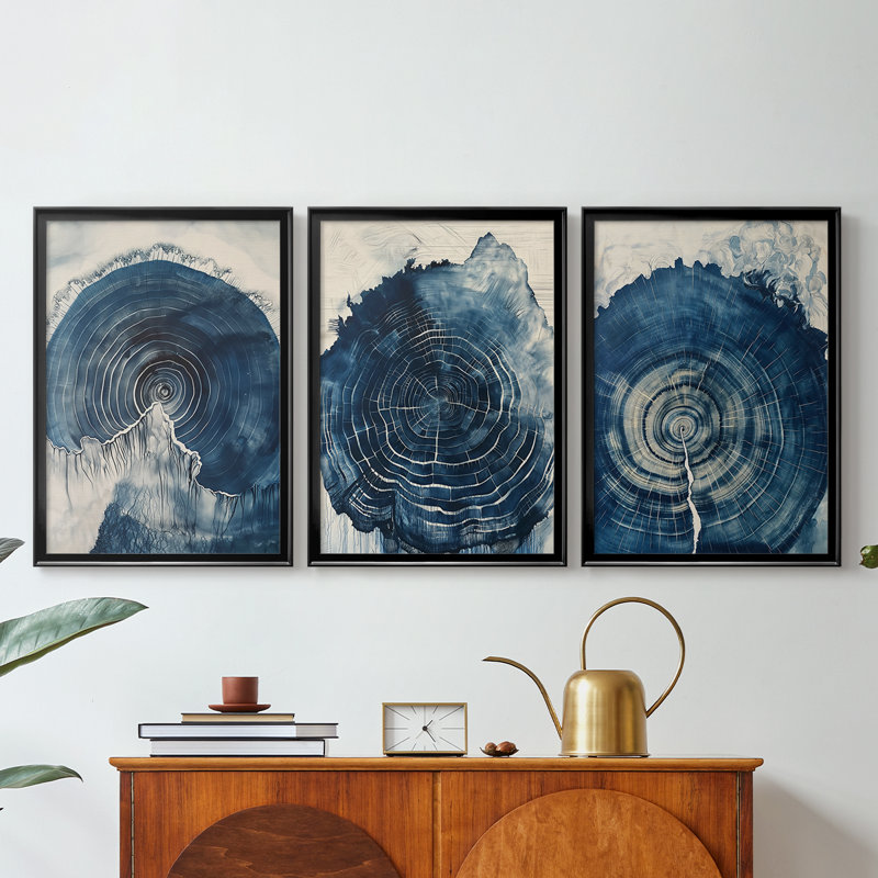 ABSTRACT Series CCV III - Toile tendue avec châssis sur mesure - 3 pièces, Noir, H 21 po x l 30 po
