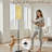 68.5" Standing Floor Lamp Playful Yellow White Polka Dot Dimmable Metal Pole Lamp with Linen Lampshade LED Bulb Included