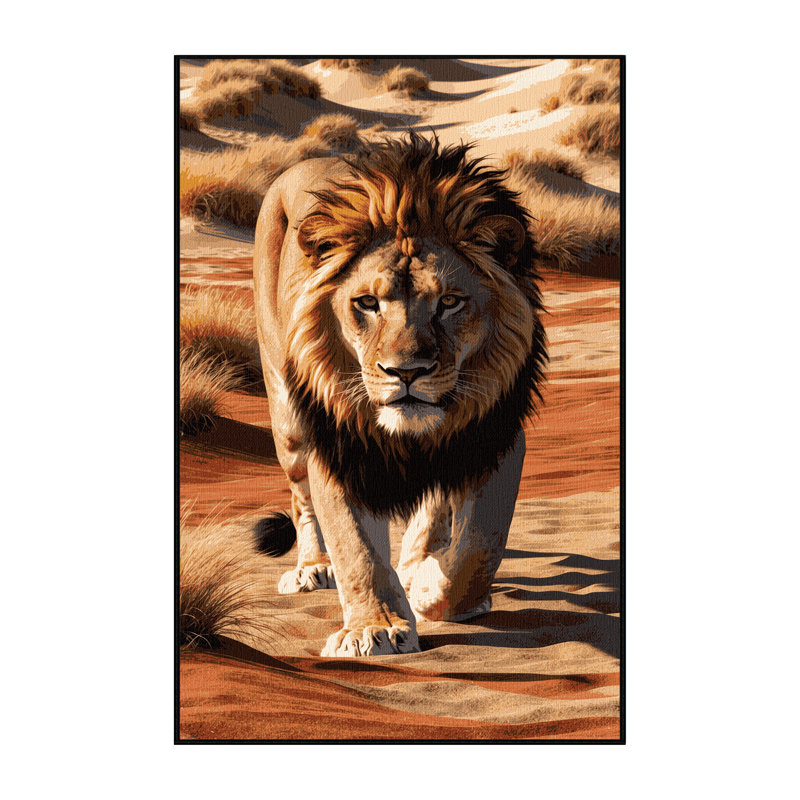 Washable Desert Lion Big Cats Area Rug, Rectangle 7' x 10'