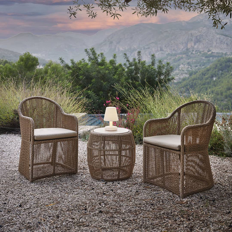 Calixto Outdoor 5 - Piece Teak Dining Set with Cushions, Canvas Canvas Sunbrella® Canvas