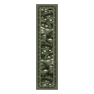 Aura Waterlily Art Machine Washable Area Rug