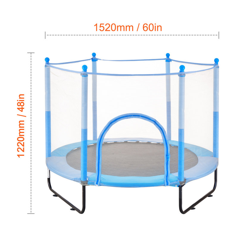Mini trampoline 60 "pour enfants avec filet intérieur et extérieur, Bleu