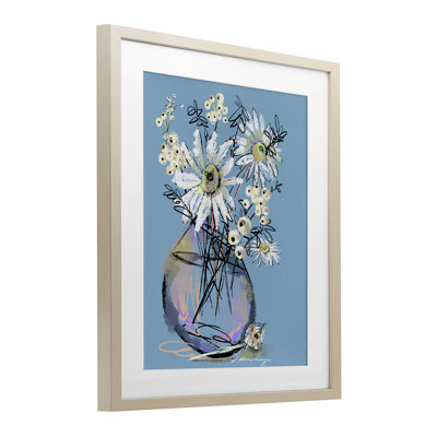 Snow Berries And Daisies Framed Print Under Glass, design by Susan Lugar
