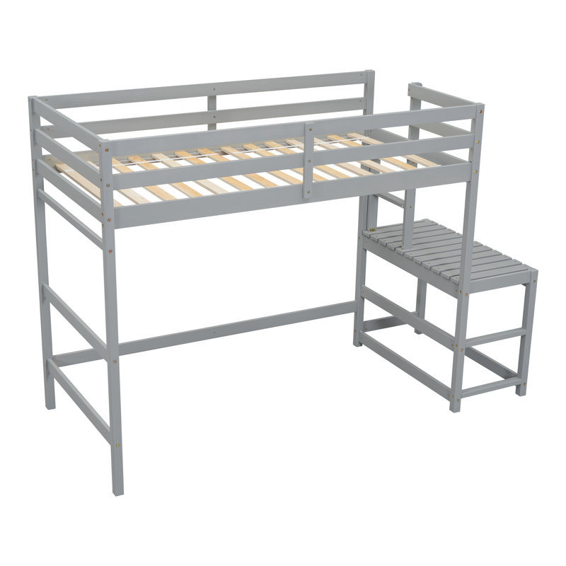Lit mezzanine simple avec couleur grise, créant une chambre à coucher grise de taille sereine, idéale pour le rangement