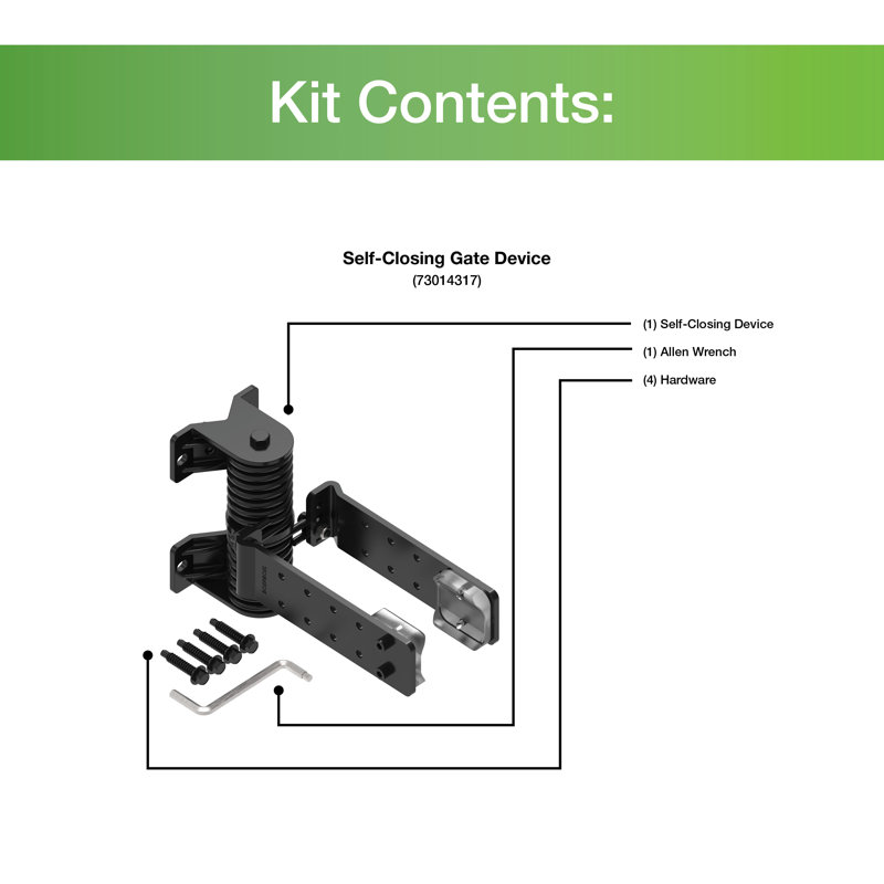 Black Powder-Coated Steel Self-Closing Gate Device