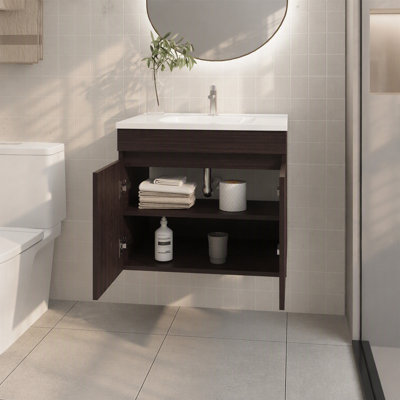 Lavabo de salle de bain Colville, noir, salle de bain