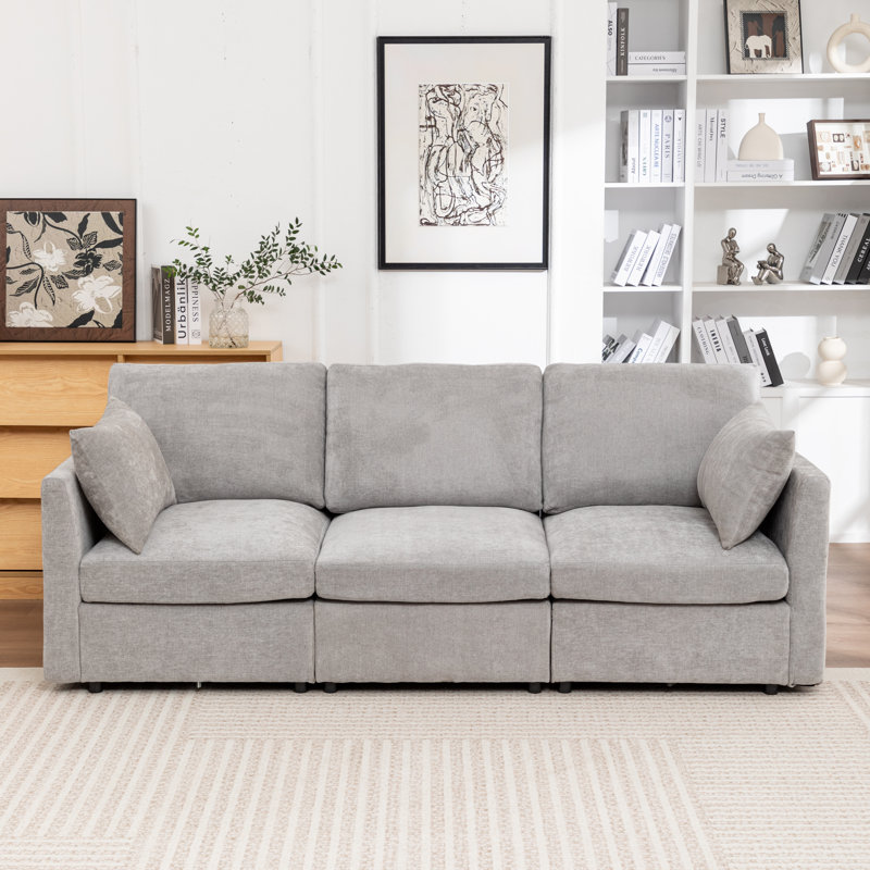 Canapé modulaire rembourré Wilroy, Gris, 3