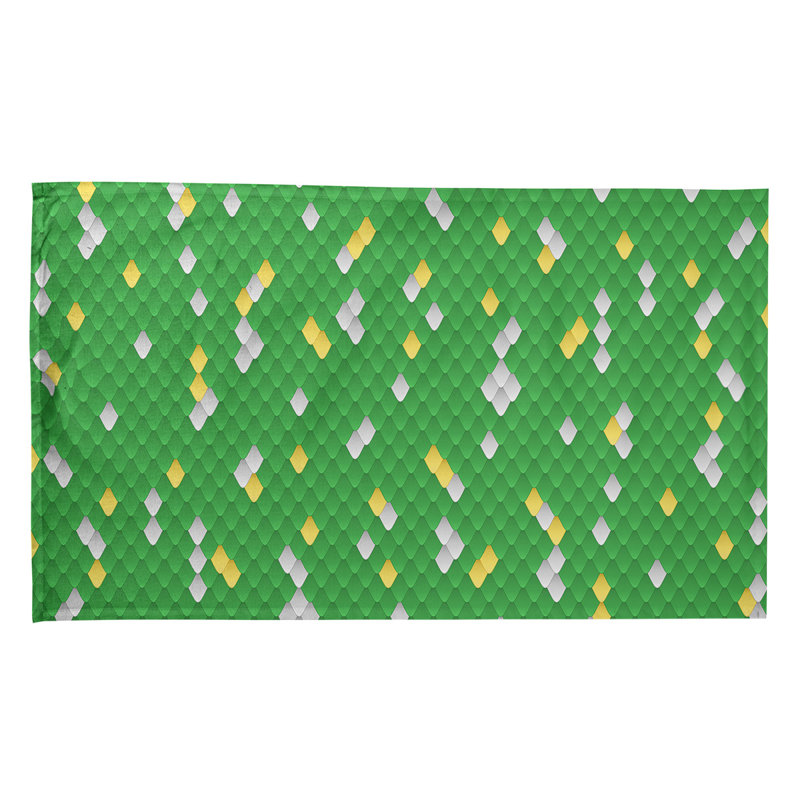 Serviette de thé à échelles serpent, Vert, Sergé de coton