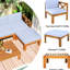 5 canapés modulaires d'extérieur avec coussins, bois naturel, gris, 2 canapés d'angle, 1 sans accoudoirs, table à thé pour un groupe de sièges spectaculaire, cadre en bois, gris