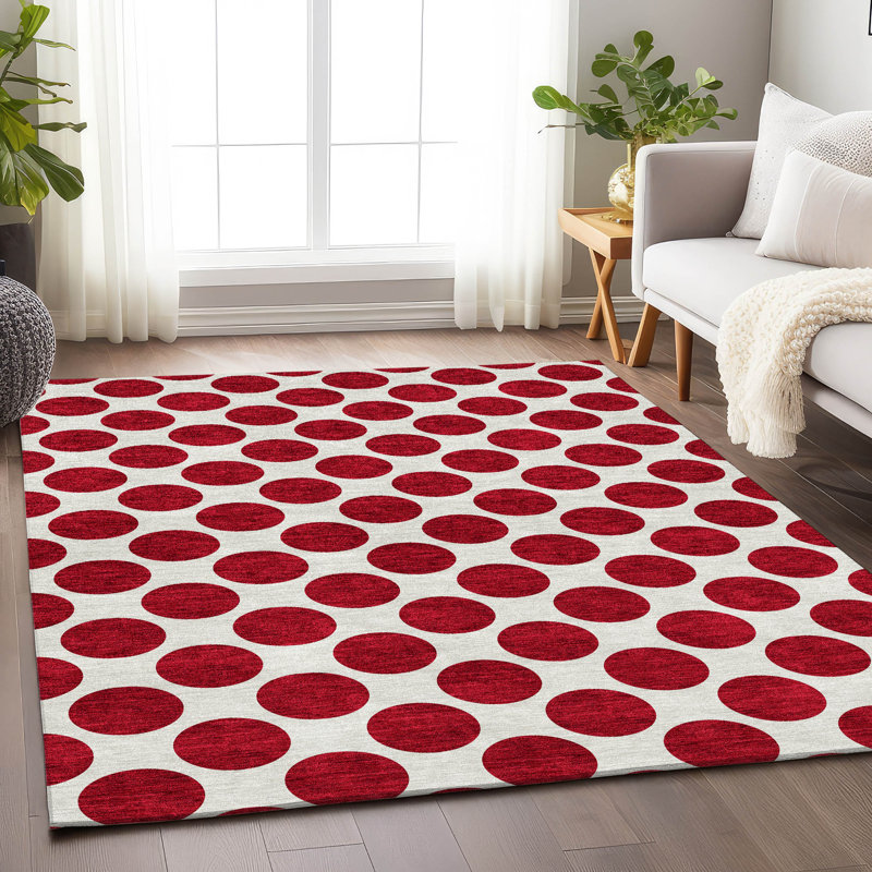 Tapis rouge lavable à la machine de qualité supérieure Prisco, Rectangle 10 pi x 14 pi