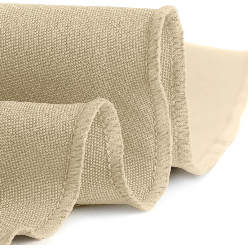 Ambee Round No Pattern Polyester Tablecloth, 132" Round, Beige