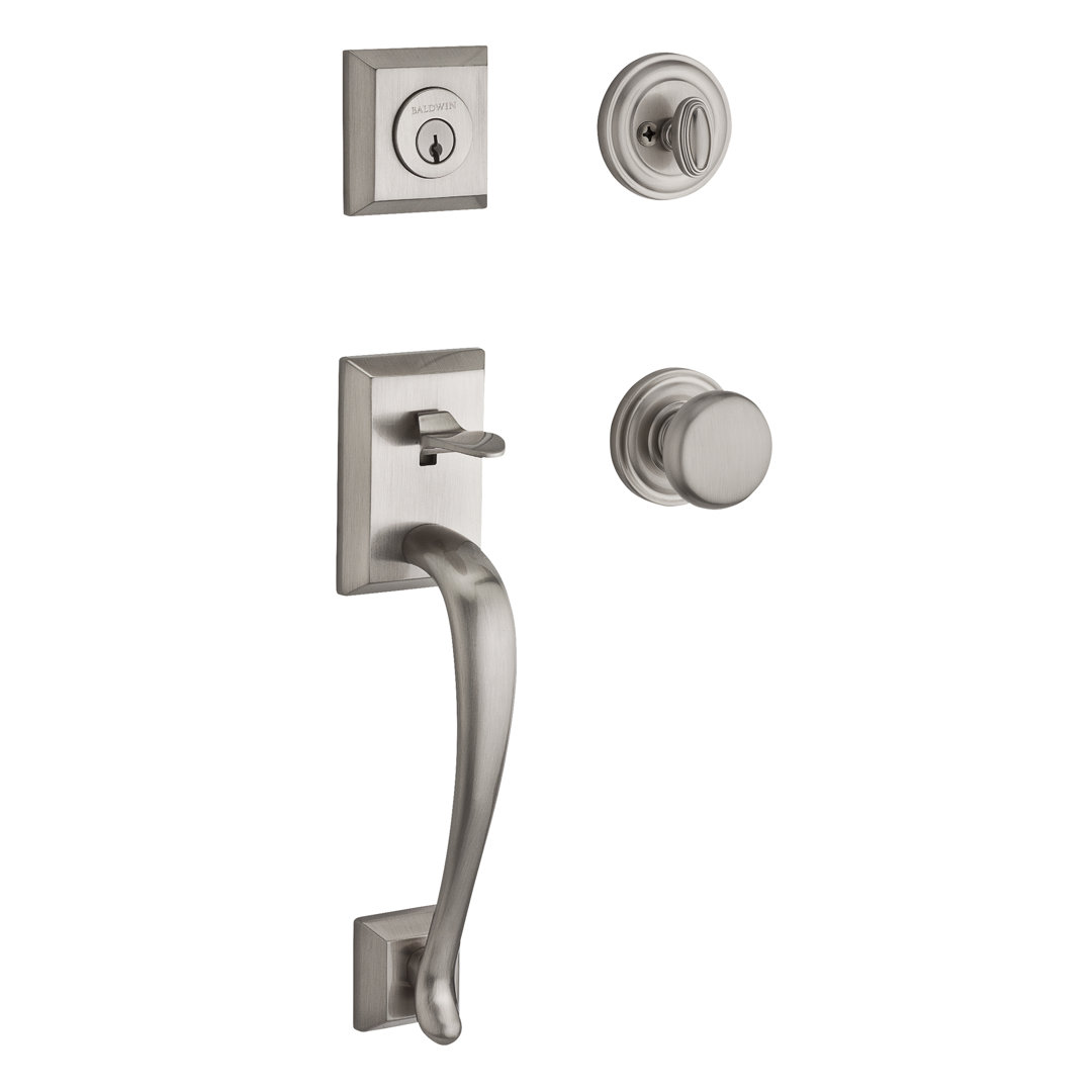 Napa Handleset with Single Cylinder Deadbolt and Round Door Knob and Traditional Round Rosette Baldwin 