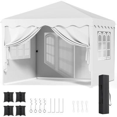 10×10 Pop Up Canopy Tent, Outdoor Instant Folding Gazebo With 4 Removable Elegant Windows, Handbag, Easy Set Up Waterproof Commercial Instant Shelter For Vendor Events, Party, Wedding