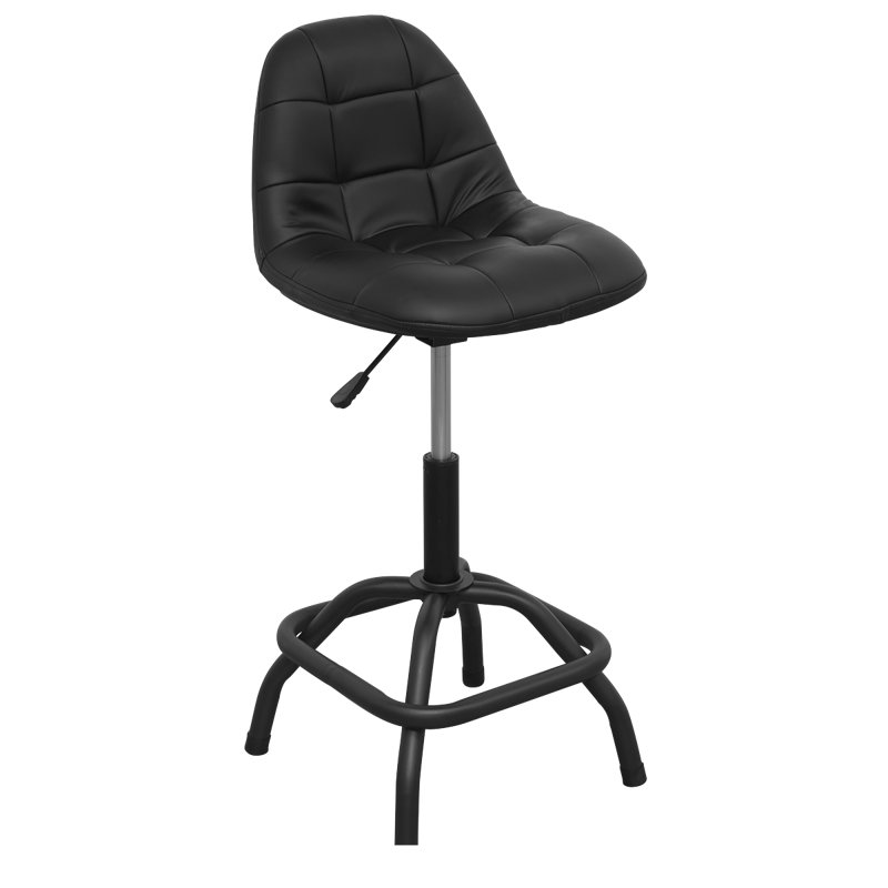 Backed Adjustable Height Industrial Stool with Footrest