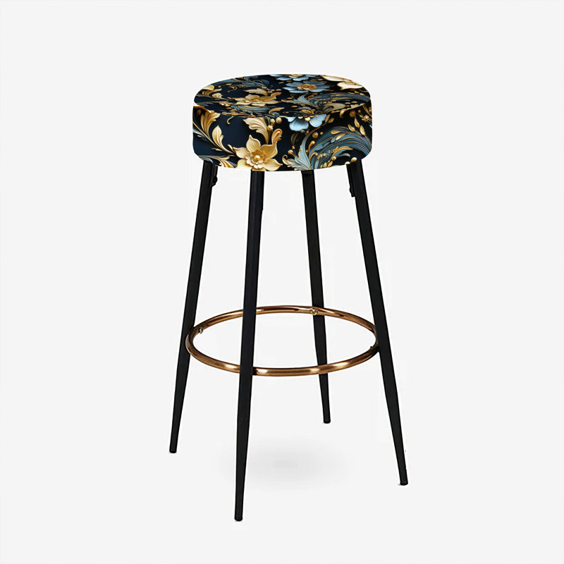 Golden Embellishments - Ensemble de 2 tabourets de bar en marbre