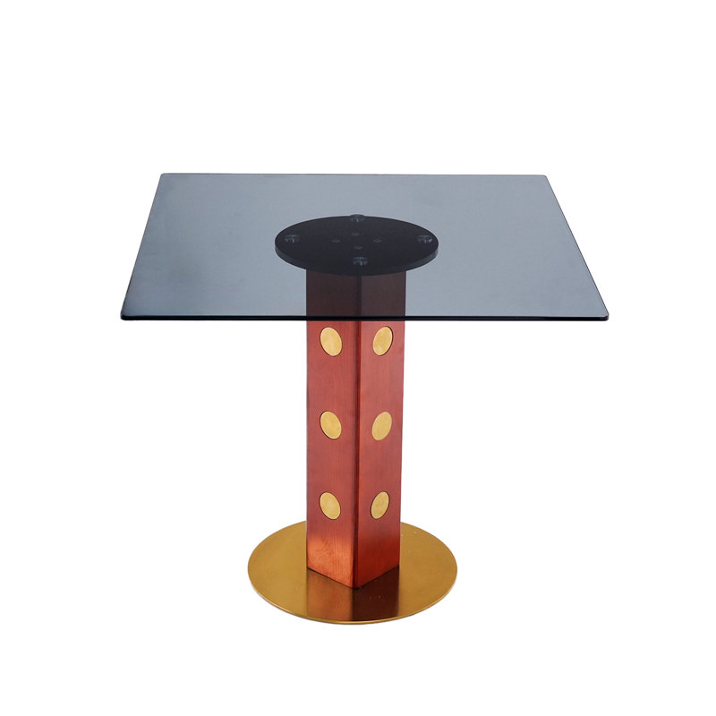 Table de salle à manger carrée avec plateau en verre trempé, Black, Glass