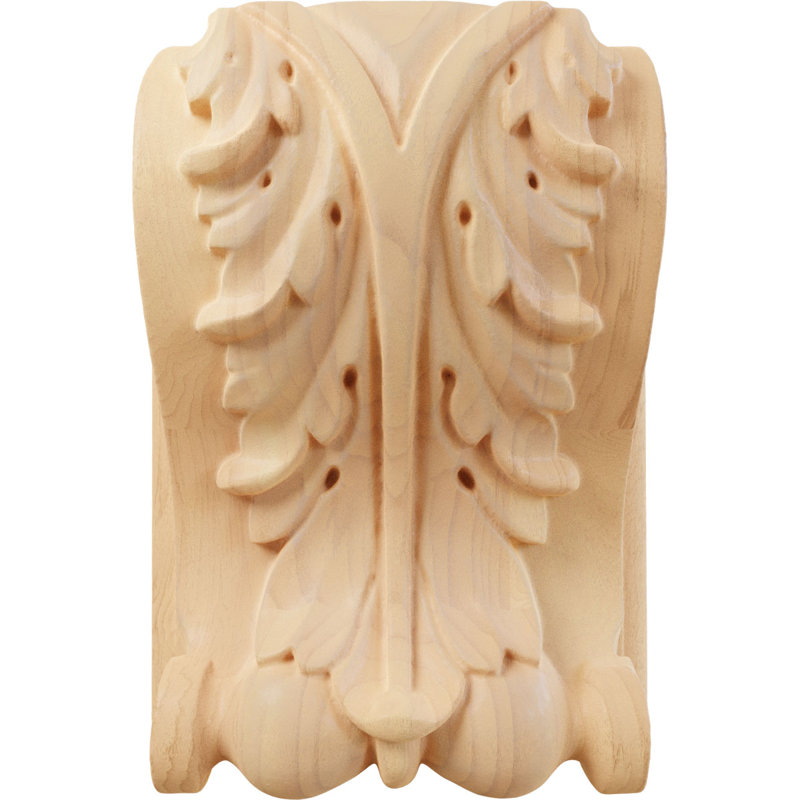 Small Hand-Carved Red Oak Decorative Wood Corbel