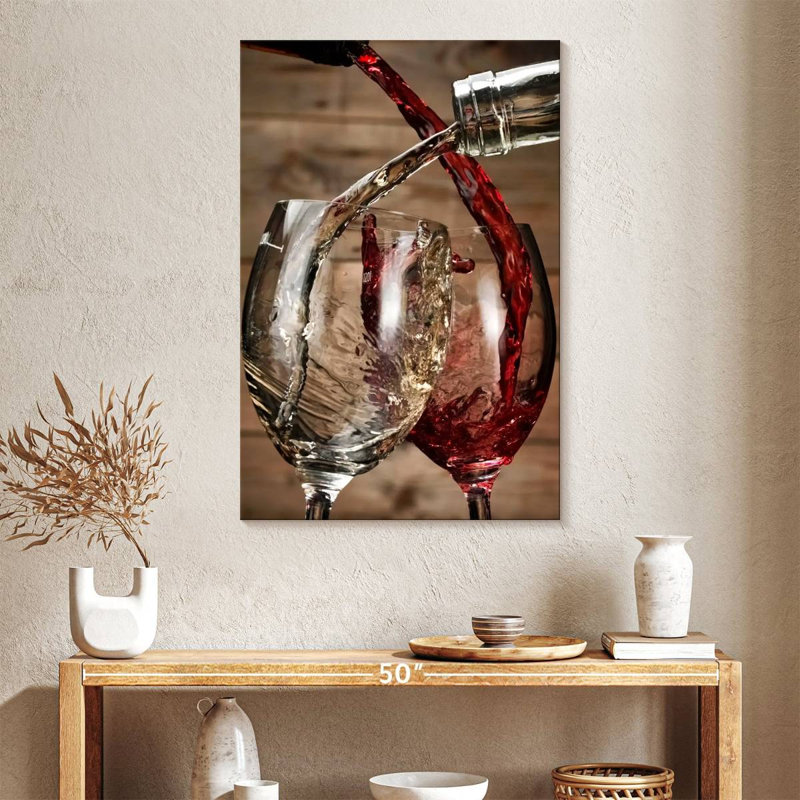 " Wine Splashes " Print, 39" H x 26" W x 1.25" D