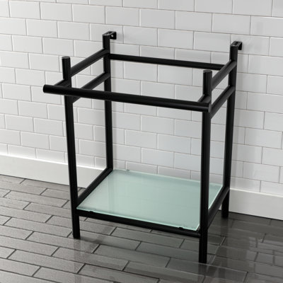 Kingston Brass Fauceture Stainless Steel Console Sink Base with Glass Shelf