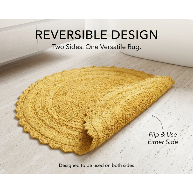 100% Cotton Non-Slip Bath Rug, Yellow