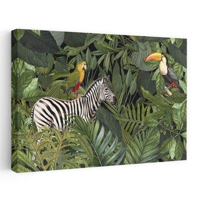 Contemporary Art Bird Zebra Nature Tropical Art 1 Piece Wrapped Canvas Wall Art