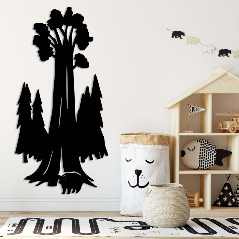 Art mural en métal Sequoia, Noir, H 23 po x l 46 po x P 0,12 po