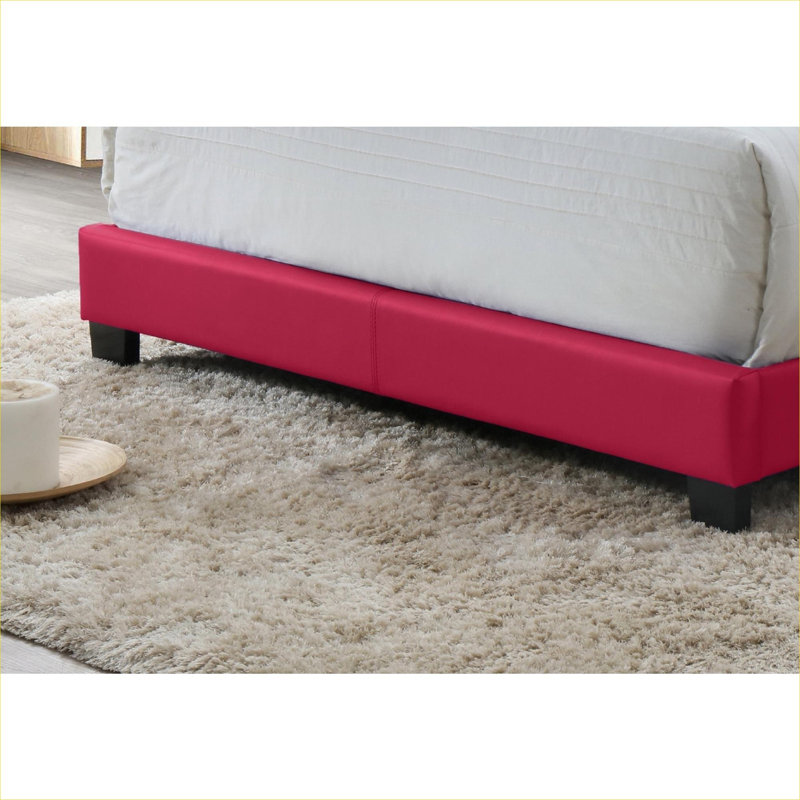 Structure de lit double pleine grandeur avec lit tapissier contemporain en bois massif classique rose sans sommier
