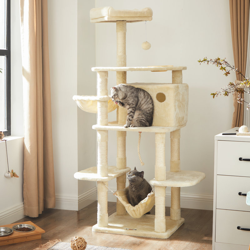 Barking 164 cm H Cat Tree / Condo, Beige