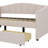 Upholstered Twin Size Daybed With Dual Drawers-1586699820