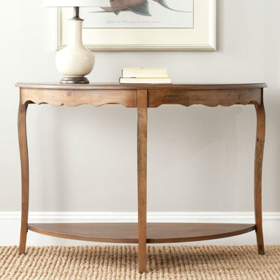 Christina Firewood Pine Console Table - 48" French Style Half Moon Entry Table with Cabriole Legs