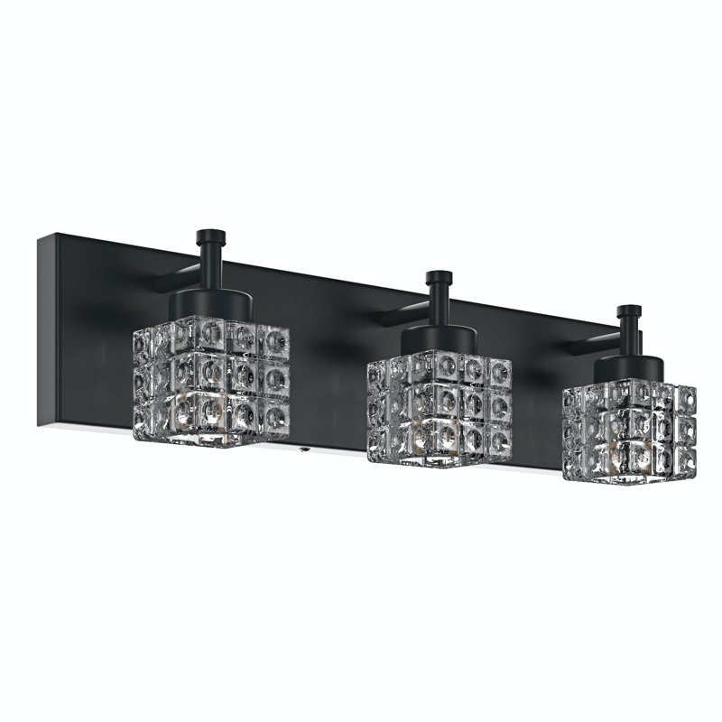 Derquan 3-Light Modern Square Glass Light Shade Dimmable Vanity Light