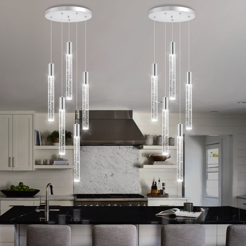 5 - Light  Dimmable Led Crystal Chandelier, Silver