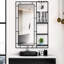 Miroir moderne 30X44 avec tablette - cadre en métal noir pour salle de bain, image HD de chambre à coucher, rouille, cadre de meuble-lavabo multifonctionnel, chambre à coucher, verre de salon, rouille, solide