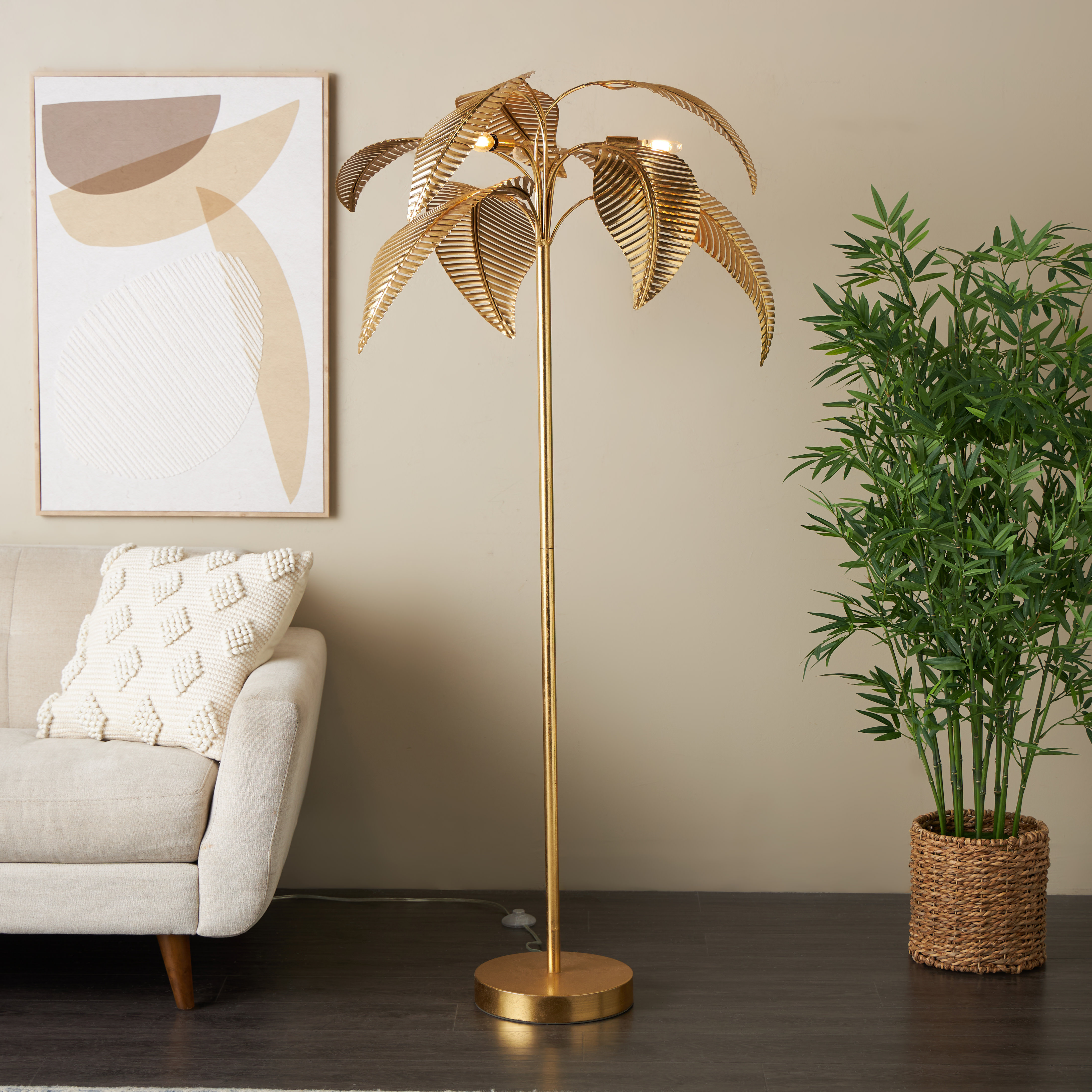 Everly Quinn Gold Metal Tree Floor Lamp | Wayfair