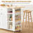 Kitchen Island With Wine Rack, 39"w X 33"h Rolling Kitchen Island Cart With Drop Leaf, Lockable Wheel, 3 Spice Rack, 3 Open Shelves, Drawer, White