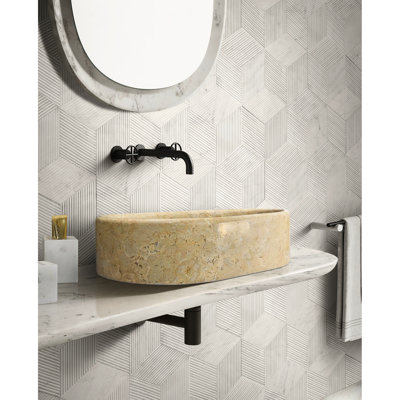 Lavabo de salle de bain ovale en marbre beige et doré, 600 x 400 x 150, fabriqué à la main, lavabo spacieux, profondeur de 23,6 pouces, fini, style luxueux